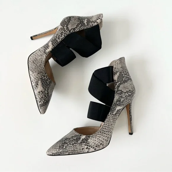 Vince Camuto Nigel Snake print pointed toe stiletto heels Leather heels Size 9 - Picture 5 of 10